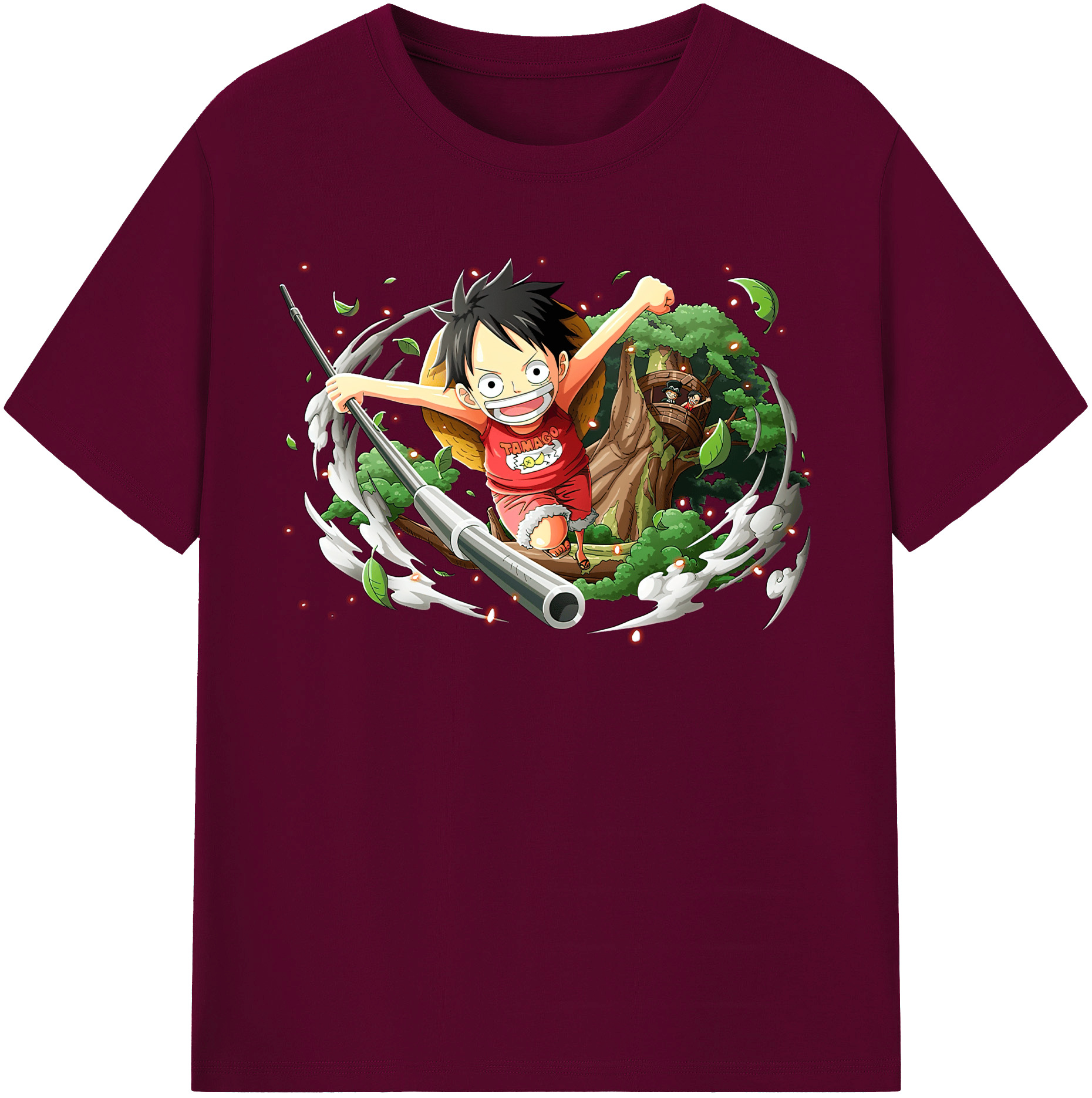 ワンピース モンキー・D・ルフィ ONE PIECE Monkey D. Luffy レディースカジュアルプリントTシャツ（綿100％）